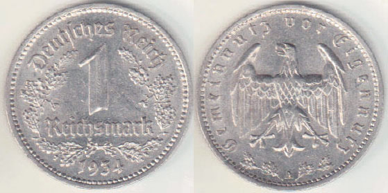 1934 A Germany 1 Mark A000469